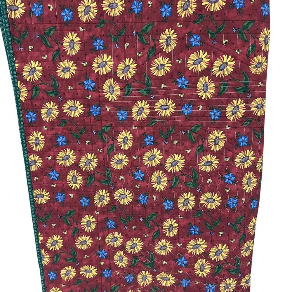 Handmade‎ Patchwork Quilt 42x56 Primitive Country Throw Burgundy Gold